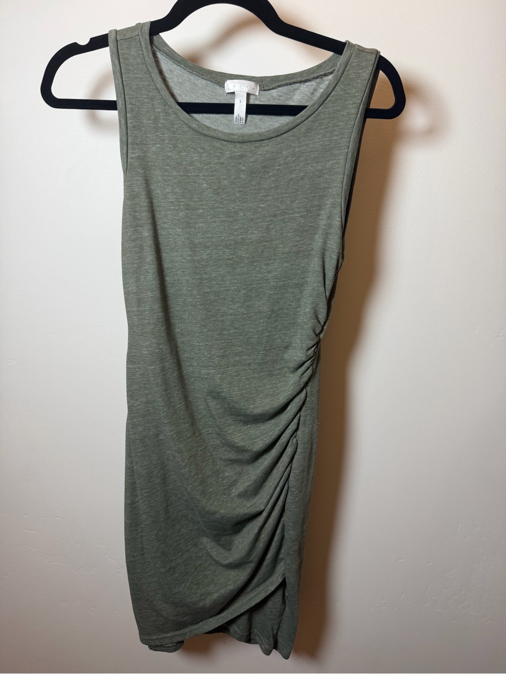 2 Sleeveless Ruched Side Tank Dress - Olive Green and grey blue dress
